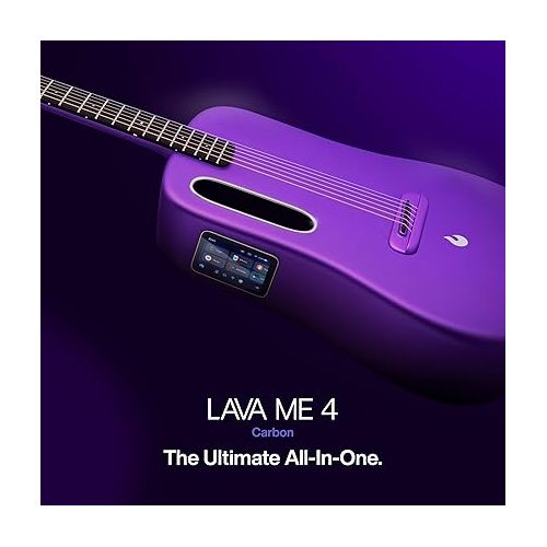 LAVA ME 4 Acoustic Electric Guitars Carbon Fiber Travel Smart Audio Guitar with 3.5 inch TouchScreen, HILAVA 2.0 System, Right-handed, FreeBoost 3.0, Airflow Bag (36INCH Purple)