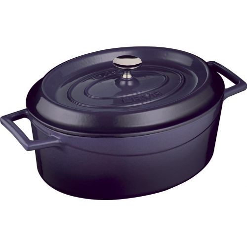  LAVA Cookware TRENDY Gusseisen emailliert Kasserolle/Brater, oval, 33 cm, lila