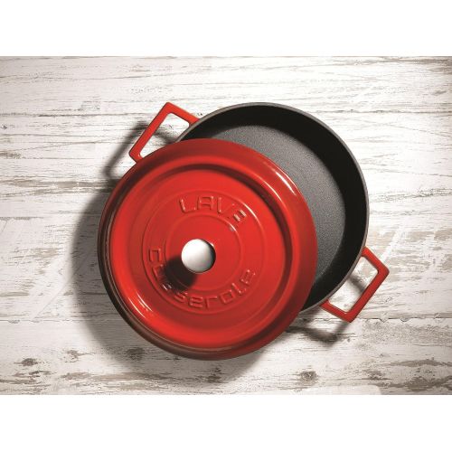  LAVA Cookware TRENDY K2 Gusseisen emailliert Brater | Kasserolle | Schmortopf | Bratentopf, rund, 14 cm, lila + Olivenholz-Wender