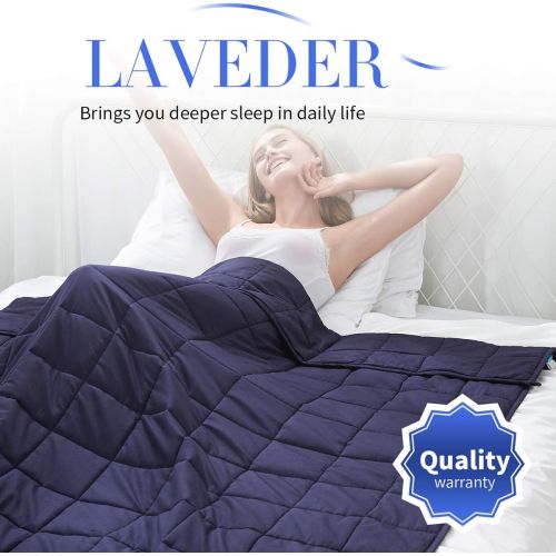  LAVEDER Weighted Blanket Adults 15 lbs(60x80, Navy ) for Queen or King Size Bed 100% Cotton with Glass Beads