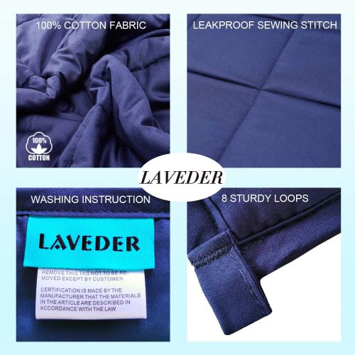  LAVEDER Weighted Blanket Adults 15 lbs(60x80, Navy ) for Queen or King Size Bed 100% Cotton with Glass Beads