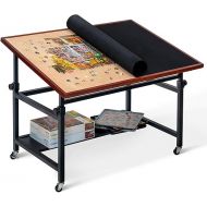 Lavievert Jigsaw Puzzle Table with Cover, Angle & Height Adjustable Puzzle Board Easel with Open Storage Shelf, Large Tilting Table with 4 Rolling Wheels for Up to 1500 Piece Puzzles
