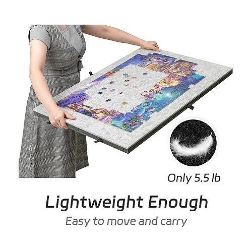  Lavievert 2-in-1 Reversible Puzzle Board with 6 Drawers & Cover Mat, Lightweight Double-Sided Felt Puzzle Plateau for Adults & Kids, Portable Jigsaw Puzzle Table for Games Up to 1500 Pieces