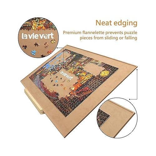  LAVIEVERT Jigsaw Puzzle Board for Up to 1,500 Pieces + 500 Pieces Jigsaw Puzzle (Kid's Drawing Fun)