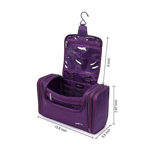  LAVIEVERT Toiletry Bag/Makeup Organizer/Cosmetic Bag/Portable Travel Kit Organizer/Household Storage Pack/Bathroom Storage with Hanging for Business, Vacation, Household - Purple