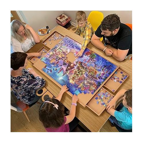  Lavievert Whole Flannelette Covered Jigsaw Puzzle Board with 4 Drawers & Brass Handle, Portable Puzzle Table for Adults, Puzzle Plateau with Non-Slip Surface for Up to 1000 Pieces