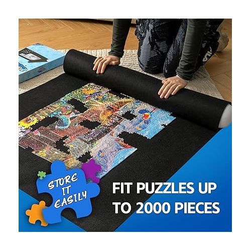  Lavievert Jigsaw Puzzle Mat Roll Up for 2000, 1500, 1000, 500 Pieces, Portable Puzzle Board Storage Saver Holder with Drawstring Closure Storage Bag & Hand Pump