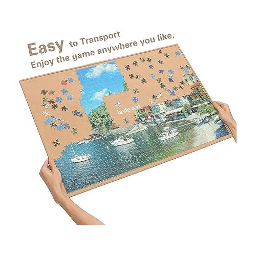  Lavievert Assembly Jigsaw Puzzle Board Bracket/Holder + Wooden Jigsaw Puzzle Board for Up to 1,000 Pieces