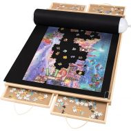 Lavievert 1500 Pieces Jigsaw Puzzle Board with 4 Drawers, Wooden Puzzle Plateau with Puzzle Mat Set and Smooth Surface, Portable Puzzle Table for Adults and Kids