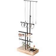 LAVIEVERT Jewelry Organizer Display Stand Holder, Jewelry Rack Tree with 3 Metal Bars with Holes and Slots for Necklaces, Bracelets, Earrings and Rings