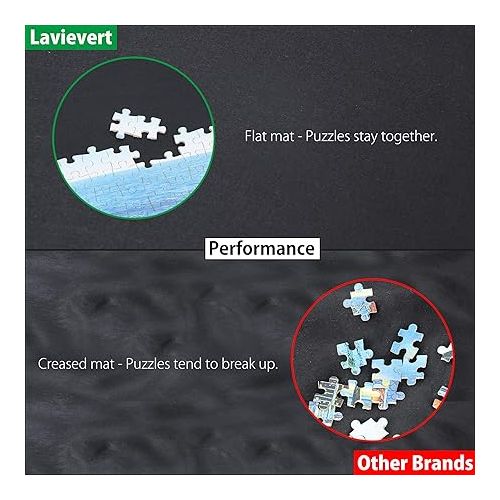  Lavievert Jigsaw Puzzle Roll Mat Felt Mat for Puzzle Storage Puzzle Saver Up to 1500 Pieces, Long Box Package, No Folded Creases, Environmentally Friendly - Black