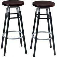 LAVIEVERT Bar Stools Set of 2, Swivel Round BarStools, Industurial Counter Stools Bar Chairs with Metal Footrest & Wood Seat for Kitchen, Dining Room, Home Bar