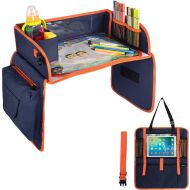 LAVIEVERT Kids Travel Tray, Toddler Car Seat Lap Tray, Eating Snack Tray, Activity Organizer No-Drop Tablet iPad Holder Stand for Stroller, Car, Airplane, Road Trip