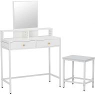 LAVIEVERT Vanity Set with Detachable Mirror, Makeup Vanity Dressing Table for Bedroom, Dresser Desk Writing Desk with Stool, 2 Drawers & Storage Shelves for Women Girls - White
