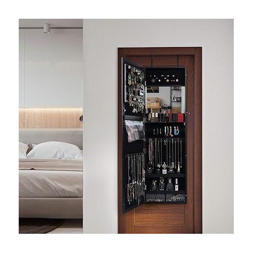  LAVIEVERT Jewelry Armoire Lockable Jewelry Cabinet 47.2