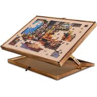 Lavievert 2 in 1 Reversible Jigsaw Puzzle Board, Angle & Height Adjustable Wooden Puzzle Plateau Easel for Adults, Portable Tilting Table with Non-Slip Surface for 1000 & 1500 Piece Puzzles