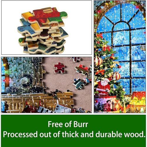  Lavievert Wooden Jigsaw Puzzle 1000 Piece Puzzle for Adults and Kids - Santa Claus, Fireplace, Christmas Tree & Warm Christmas