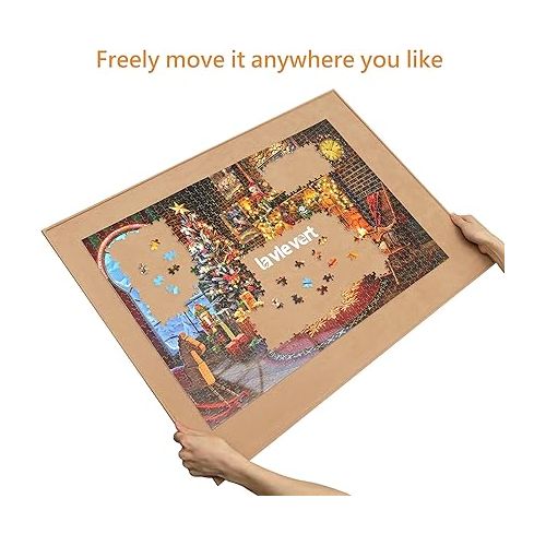  Lavievert Wooden Jigsaw Puzzle Board Portable Puzzle Plateau for Puzzle Storage Puzzle Saver, Non-Slip Surface, Fits Up to 1500 Pieces - Khaki