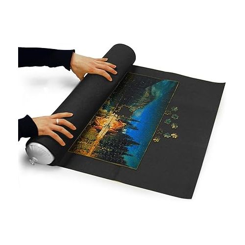  LAVIEVERT Giant Puzzle Roll Mat Puzzle Storage Puzzle Saver, Long Box Package, No Folded Creases, Store Jigsaw Puzzles Up to 3,000 Pieces - Black