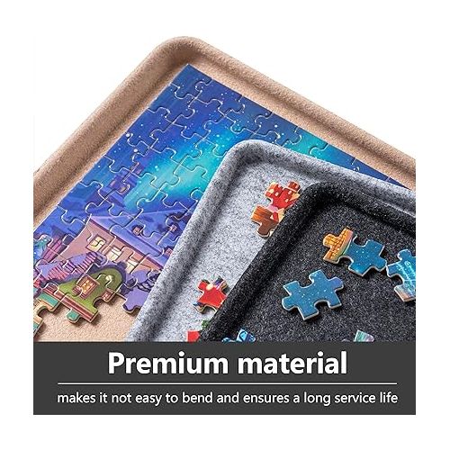  Lavievert Jigsaw Puzzle Board with 6 Sorting Trays, Lightweight Portable Felt Puzzle Mat Puzzle Storage Puzzle Saver for Up to 1000 Pieces - Khaki