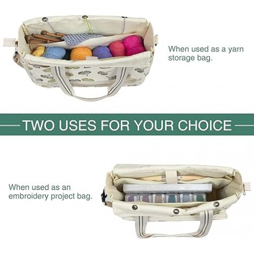  Lavievert Embroidery Project Bag, Embroidery Kits Storage Bag with Multiple Pockets for Crochet Hooks Embroidery Floss and Other Sewing Accessories