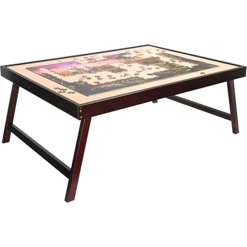  LAVIEVERT 1500 Pieces Wooden Jigsaw Puzzle Table, Adjustable Puzzle Board Puzzle Plateau, Large Portable Tilting Table with Folding Legs & Non-Slip Surface for Adults