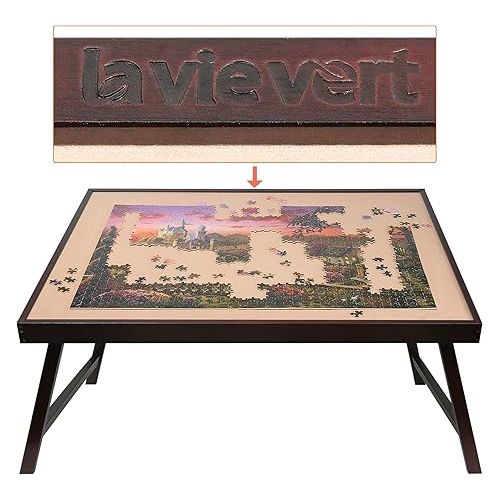  LAVIEVERT 1500 Pieces Wooden Jigsaw Puzzle Table, Adjustable Puzzle Board Puzzle Plateau, Large Portable Tilting Table with Folding Legs & Non-Slip Surface for Adults