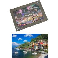 LAVIEVERT Jigsaw Puzzle Board for Up to 1,500 Pieces + 1000 Pieces Jigsaw Puzzle (Lake Como, Italy)