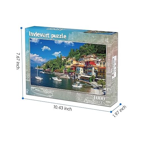  Lavievert Jigsaw Puzzle Board for Up to 1,500 Pieces + 1000 Pieces Jigsaw Puzzle (Lake Como, Italy)