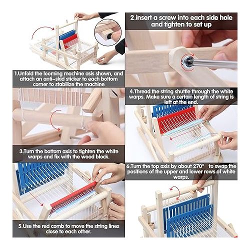  LAVIEVERT Wooden Multi-Craft Weaving Loom DIY Hand-Knitting Weaving Machine Intellectual Toys for Kids