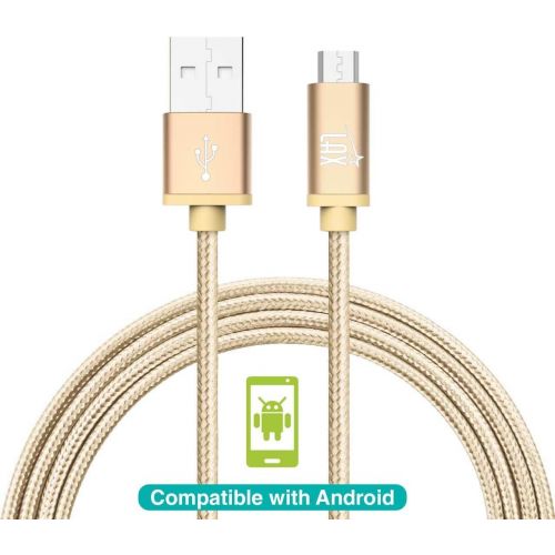  LAX Gadgets Durable Nylon Braided Tangle Free 2.0 Micro USB Android Charging and Data Sync Cable for Samsung, HTC, Motorola, Nokia, Kindle, MP3, Tablet and More[10 Feet-Gold]