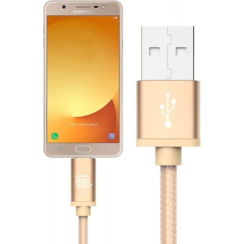  LAX Gadgets Durable Nylon Braided Tangle Free 2.0 Micro USB Android Charging and Data Sync Cable for Samsung, HTC, Motorola, Nokia, Kindle, MP3, Tablet and More[10 Feet-Gold]