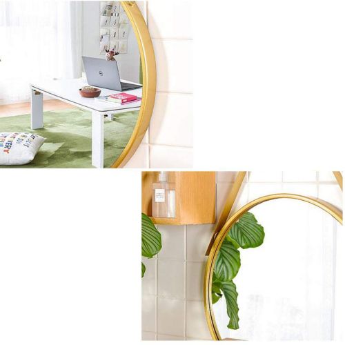  LAXF-Mirrors Metal Framed Decorative Wall Mirror with Hanging Strap, Round Bathroom Mirrors for Bedroom, Bathroom and Living Room White