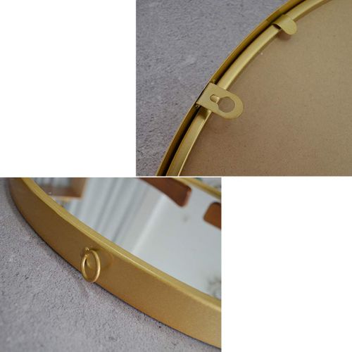  LAXF-Mirrors Metal Framed Decorative Wall Mirror with Hanging Strap,Round Wall Mirror,Creative Makeup Shaving Iron Mirrors