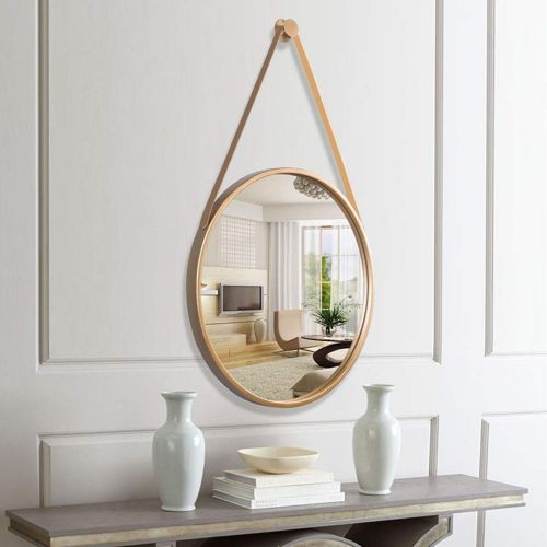  LAXF-Mirrors Wall Mirror with Hanging Chain, Table Mirror Centerpiece, Metal Framed Round Vanity Mirror Wall Hanging Mirror Gold
