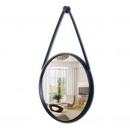 LAXF-Mirrors Round Wall Mirror, Modern Metal Framed Mirror, Decorative Hanging Vanity Mirror for Bedroom, Bathroom and Living Room, Black