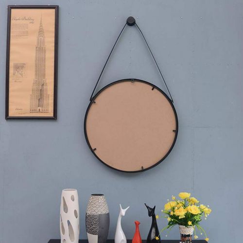  LAXF-Mirrors Round Wall Mirror, Modern Metal Framed Mirror, Decorative Hanging Vanity Mirror for Bedroom, Bathroom and Living Room, Black