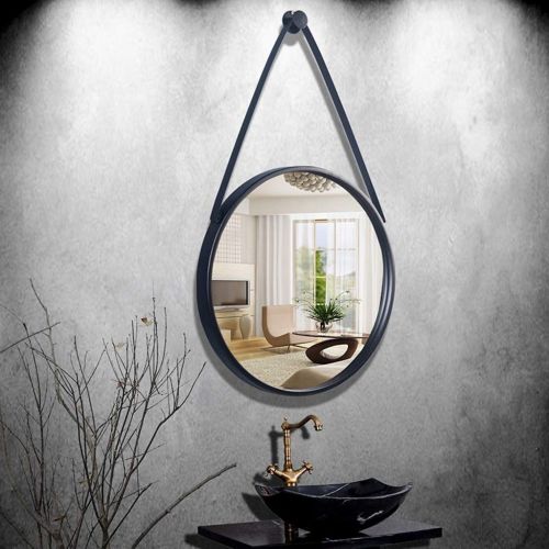  LAXF-Mirrors Round Wall Mirror, Modern Metal Framed Mirror, Decorative Hanging Vanity Mirror for Bedroom, Bathroom and Living Room, Black