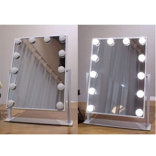  LAXF-Mirrors Lighted Makeup Vanity Mirror Hollywood Style Tabletop Mirrors for Makeup Dressing Table with 12 Dimmable Light Bulbs (Color : Black)