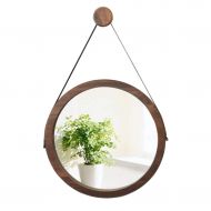 LAXF-Mirrors Retro Wood Round Wall Mirror with Hanging Chain, Creative Makeup Shaving Mirrors for - Bathroom - Bedroom - Living Room - Hallway - Any Room
