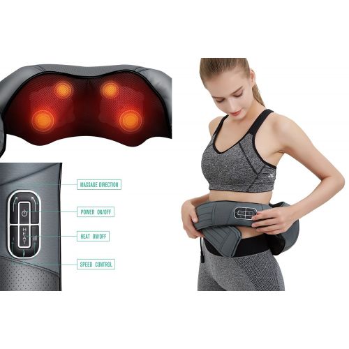  LAYMAS Shiatsu Neck Back and Shoulder Massager with Heating, Waist Muscle and Foot 3D Deep Tissue...