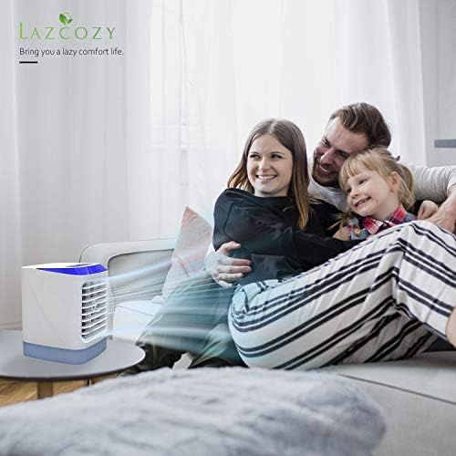  [아마존베스트]-Service-Informationen Lazcozy Mobile Air Conditioning with Remote Control, Mini Air Cooler Fan Humidifier with Evaporative Cooling, Air Cooler with 3 Levels and 7 Mood Lights, Air Purifier, Stand Fan fo