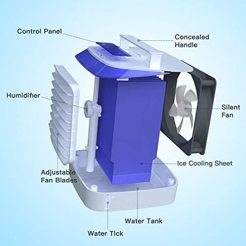  [아마존베스트]-Service-Informationen Lazcozy Mobile Air Conditioning with Remote Control, Mini Air Cooler Fan Humidifier with Evaporative Cooling, Air Cooler with 3 Levels and 7 Mood Lights, Air Purifier, Stand Fan fo