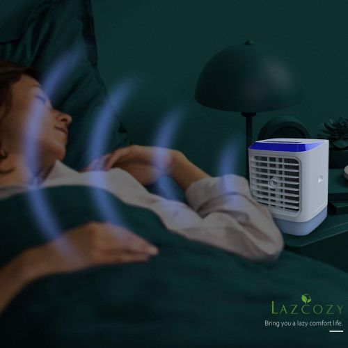  [아마존베스트]-Service-Informationen Lazcozy Mobile Air Conditioning with Remote Control, Mini Air Cooler Fan Humidifier with Evaporative Cooling, Air Cooler with 3 Levels and 7 Mood Lights, Air Purifier, Stand Fan fo