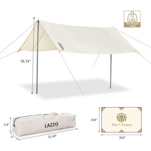  LAZZO Portable Camping Tent Tarps with Poles, 4-6 Person Lightweight Awning Canopy Shelter with Carry Bag for Outdoor, Picnic, Hammock