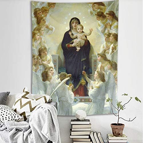  Besuchen Sie den LB-Store LB 150x200cm Jungfrau Maria Wandteppich Jesus Engel im Himmel Wandbehang Tapisserie Wohnzimmer Schlafzimmer Wohnheim Dekor Wandteppiche