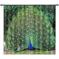 LB 2 Panels Room Darkening Thermal Insulated Blackout Window Curtains,Peacock Spread His Tail 3D Window Drapes for Living Room Bedroom - 28 Inch Width by 65 Inch Length