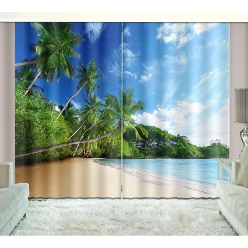  LB Tropical Beach Window Curtains for Living Room Bedroom,Paradise Seaside Scenery Teen Kids Room Darkening Thermal Insulated Blackout Curtains Drapes 2 Panels,28 by 65 inch Length