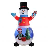 LB International 8 Pre-Lit Inflatable Snowman and Penguin Christmas Globe Outdoor Decoration