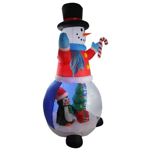  LB International 8 Pre-Lit Inflatable Snowman and Penguin Christmas Globe Outdoor Decoration